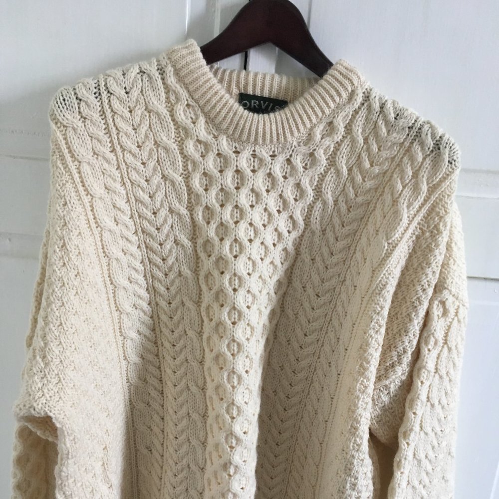 Vintage Orvis Men’s  Merino Wool Fisherman Sweater